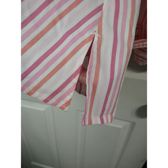 Valerie Stevens Woman M Collared Striped Button Shirt 3/4 Cuff Sleeve - Picture 5 of 9